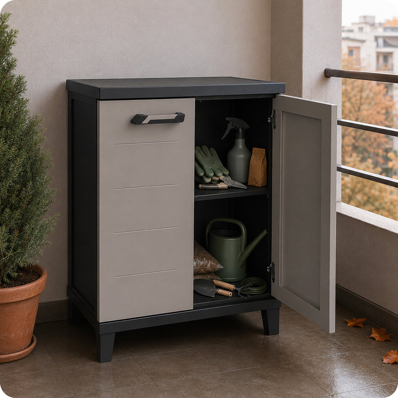 Nízká skříň Prime z plastu odolného proti vlhkosti 66x40x88 cm do stísněných prostor