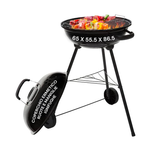 Gril na dřevěné uhlí Carmensa s chromovaným roštem Ø44cm pro 6/8 osob