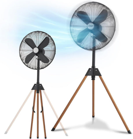 Ventilátor 50W s lopatkami 40 cm, skládací stativ s dřevěným efektem - moderní design