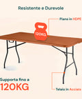 Tavolo Richiudibile a Valigia Terracotta per Esterno – Plastica PP Salvaspazio 180x75x74cm