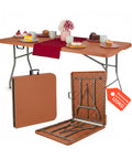 Tavolo Richiudibile a Valigia Terracotta per Esterno – Plastica PP Salvaspazio 180x75x74cm