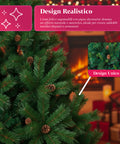 Albero di Natale Verde Realistico con Pigne e Base in Metallo – 150/180/210 cm