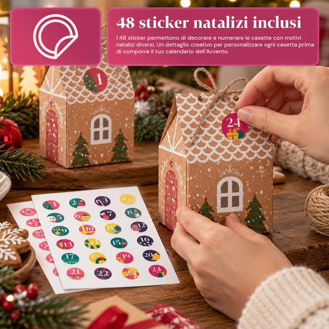 Adventní kalendáře – varianta strom s šuplíčky nebo domečky s nálepkami