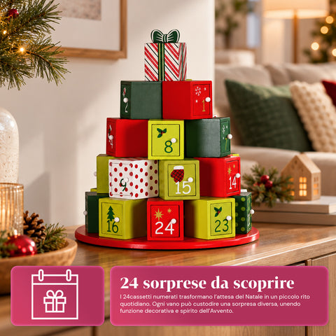 Adventní kalendáře – varianta strom s šuplíčky nebo domečky s nálepkami