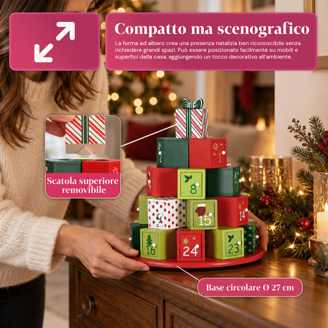 Adventní kalendáře – varianta strom s šuplíčky nebo domečky s nálepkami