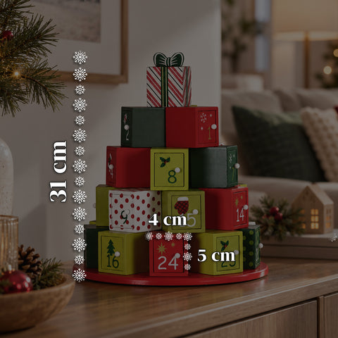 Adventní kalendáře – varianta strom s šuplíčky nebo domečky s nálepkami