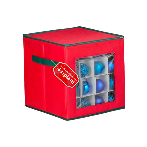 Organizér na 64 vánočních koulí z netkané textilie s předním okénkem a madly 30x30x30 cm