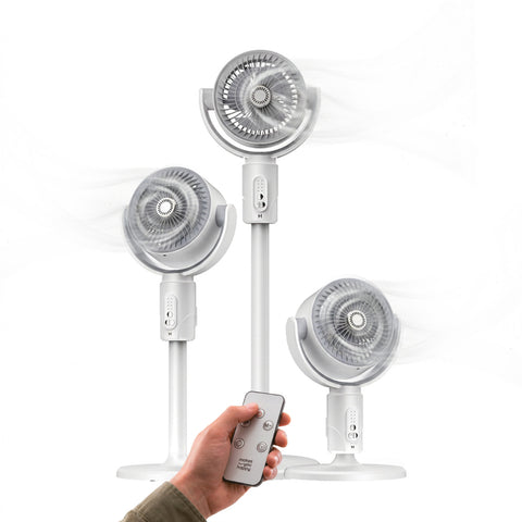 Dobíjecí stojanový ventilátor - 3 výšky, dálkové ovládání a aromaterapie