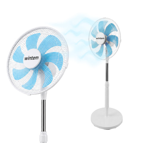 Stojanový ventilátor 40W se 7 lopatkami z PP, 3 rychlosti, nastavitelná výška 80-100cm - horizontální oscilace 60° a náklon 45°