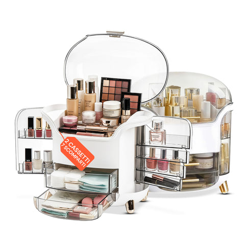 Stupňovitý nakloněný organizér na make-up – moderní a funkční design ve 2 barevných variantách
