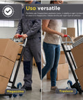 Carrello Pieghevole Multiuso con 6 Ruote Girevoli a 360° e 3 Corde