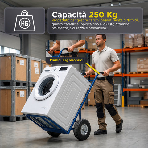 Profesionální ocelový transportní vozík 250 kg - černý s bezdušovými koly