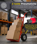 Carrello da Carico Professionale 250 kg in Acciaio - Nero con Ruote Pneumatiche Antiforo