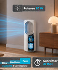 Ventilatore Senza Pale 50W Compatto con Telecomando e Spegnimento Automatico