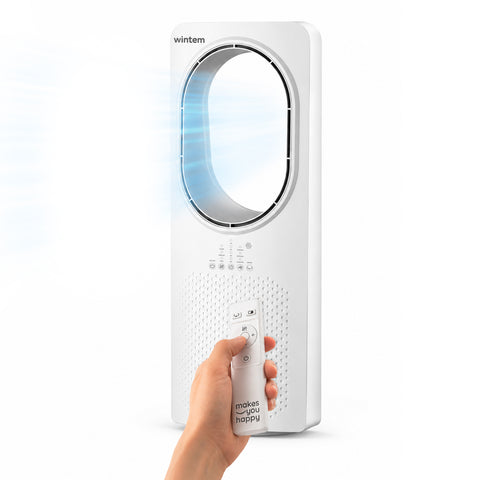 Kompaktní bezlopatkový ventilátor 50W s dálkovým ovládáním a automatickým vypnutím