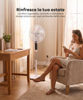 Ventilatore 40W a Piantana 40 cm con Telecomando e Altezza Regolabile fino a 135 cm – 6 Velocità