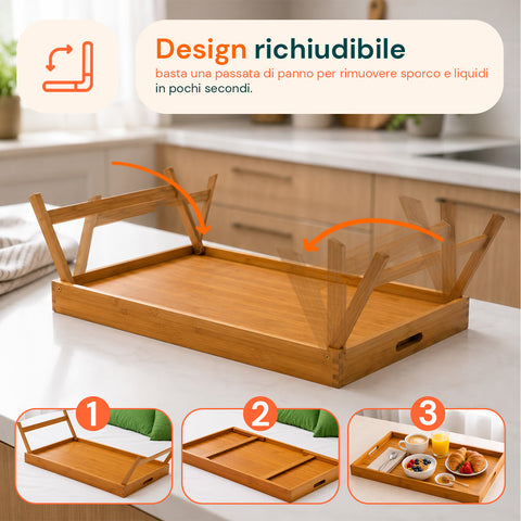 Vassoio da Letto per Colazione Richiudibile Eco in Bambù