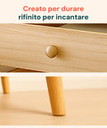 Tavolino da Letto in Bambù 47x40x30 cm con Cassetto e Stile Retrò