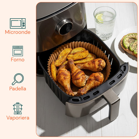 Sada 100 ks pečicího papíru do horkovzdušné fritézy – voděodolný a žáruvzdorný