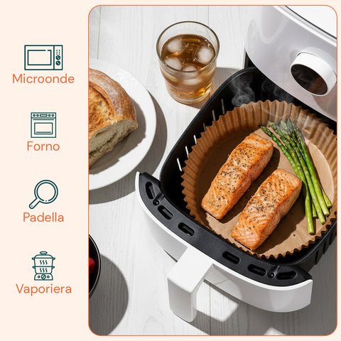 Sada 100 ks pečicího papíru do horkovzdušné fritézy – voděodolný a žáruvzdorný