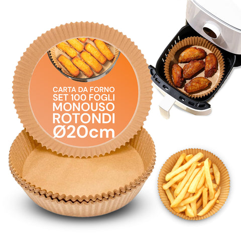 Sada 100 ks pečicího papíru do horkovzdušné fritézy – voděodolný a žáruvzdorný