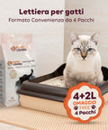 Substrato Assorbente Vegetale 6L - Sabbietta per Lettiera Gatto 4+2 Omaggio