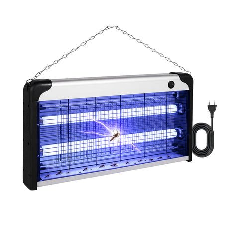 Elektrická lampa proti hmyzu 30 W s pokrytím 60 m², vyjímatelnou miskou, UV LED mřížkou proti komárům s životností 8700 h, kabelem 1 m a řetízkem k upevnění