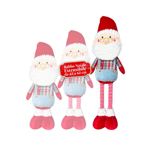 Rozkládací Santa Claus 62cm z látky s prodlužovacími nohami – vánoční dekorace