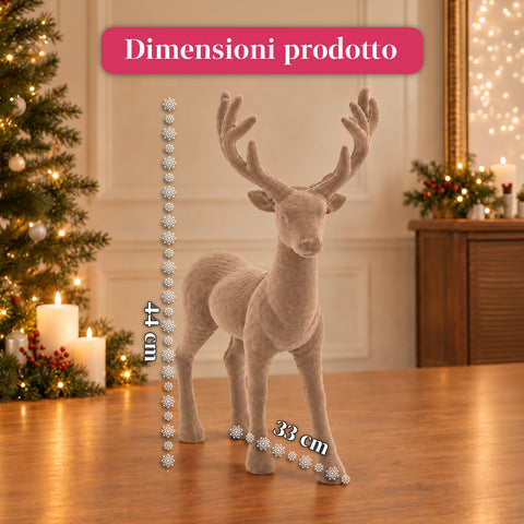 Dekorativní jelen 33x44h cm se sametovým efektem, figurka soba v moderním designu pro domácnost, kancelář a výlohy, vánoční dekorace, 6 barevných variant