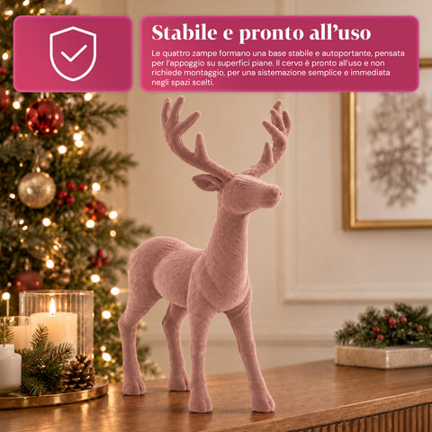 Dekorativní jelen 33x44h cm se sametovým efektem, figurka soba v moderním designu pro domácnost, kancelář a výlohy, vánoční dekorace, 6 barevných variant