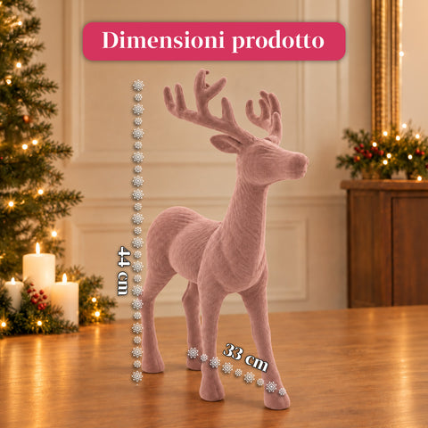 Dekorativní jelen 33x44h cm se sametovým efektem, figurka soba v moderním designu pro domácnost, kancelář a výlohy, vánoční dekorace, 6 barevných variant