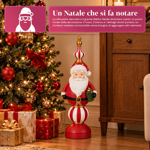 Vánoční figurka 76 cm z pryskyřice, dekorace Santa Clause a vojáčka Louskáčka, bílá nebo červená