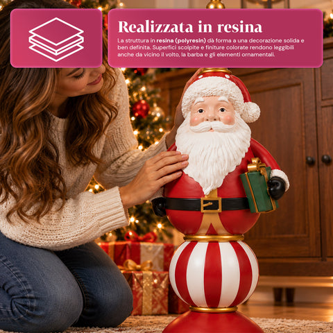 Vánoční figurka 76 cm z pryskyřice, dekorace Santa Clause a vojáčka Louskáčka, bílá nebo červená