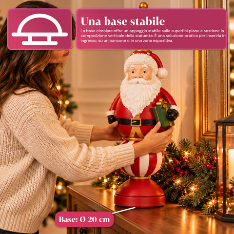 Vánoční figurka 76 cm z pryskyřice, dekorace Santa Clause a vojáčka Louskáčka, bílá nebo červená