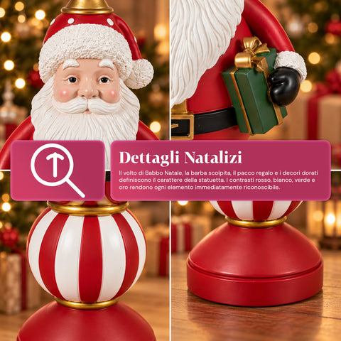 Vánoční figurka 76 cm z pryskyřice, dekorace Santa Clause a vojáčka Louskáčka, bílá nebo červená