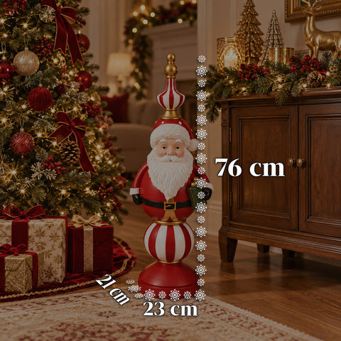 Vánoční figurka 76 cm z pryskyřice, dekorace Santa Clause a vojáčka Louskáčka, bílá nebo červená