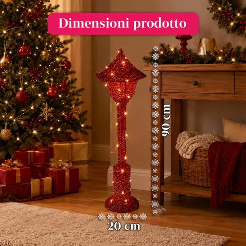 Dekorativní vánoční pouliční lampa 90 cm s třpytkami a LED světly –  3 barvy