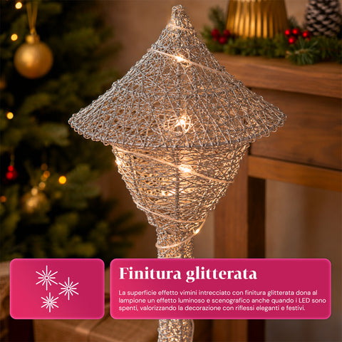 Dekorativní vánoční pouliční lampa 90 cm s třpytkami a LED světly –  3 barvy
