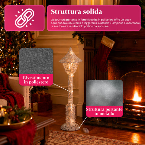 Dekorativní vánoční pouliční lampa 90 cm s třpytkami a LED světly –  3 barvy