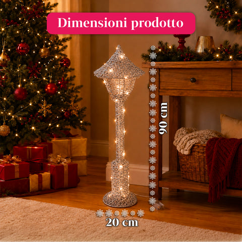 Dekorativní vánoční pouliční lampa 90 cm s třpytkami a LED světly –  3 barvy