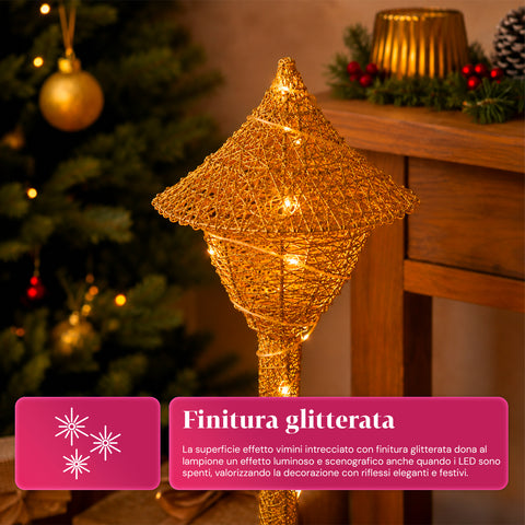 Dekorativní vánoční pouliční lampa 90 cm s třpytkami a LED světly –  3 barvy