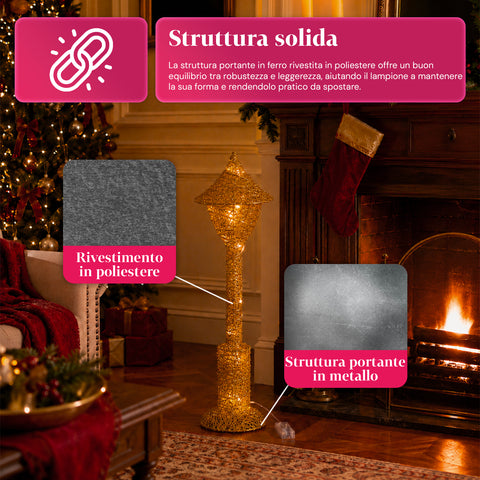 Dekorativní vánoční pouliční lampa 90 cm s třpytkami a LED světly –  3 barvy
