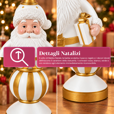 Vánoční figurka 76 cm z pryskyřice, dekorace Santa Clause a vojáčka Louskáčka, bílá nebo červená
