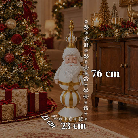 Vánoční figurka 76 cm z pryskyřice, dekorace Santa Clause a vojáčka Louskáčka, bílá nebo červená