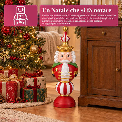 Vánoční figurka 76 cm z pryskyřice, dekorace Santa Clause a vojáčka Louskáčka, bílá nebo červená