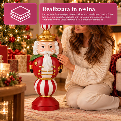 Vánoční figurka 76 cm z pryskyřice, dekorace Santa Clause a vojáčka Louskáčka, bílá nebo červená