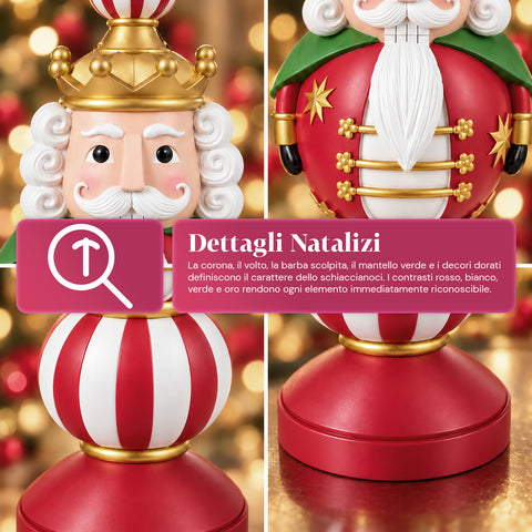 Vánoční figurka 76 cm z pryskyřice, dekorace Santa Clause a vojáčka Louskáčka, bílá nebo červená