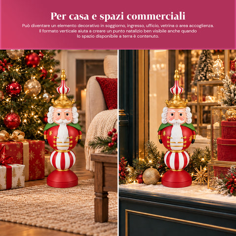 Vánoční figurka 76 cm z pryskyřice, dekorace Santa Clause a vojáčka Louskáčka, bílá nebo červená