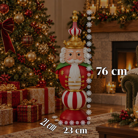 Vánoční figurka 76 cm z pryskyřice, dekorace Santa Clause a vojáčka Louskáčka, bílá nebo červená