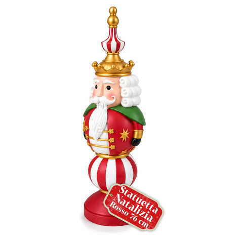 Vánoční figurka 76 cm z pryskyřice, dekorace Santa Clause a vojáčka Louskáčka, bílá nebo červená